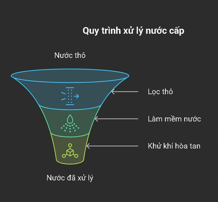 Ảnh minh hoạ về các bước xử lý nước cấp trước khi đưa vào lò hơi