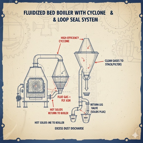 Cấu hình hệ thống cyclone trong lò hơi tầng sôi