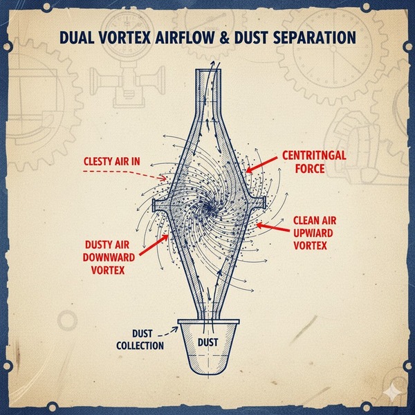 Quá trình chuyển động xoáy của dòng khí trong cyclone