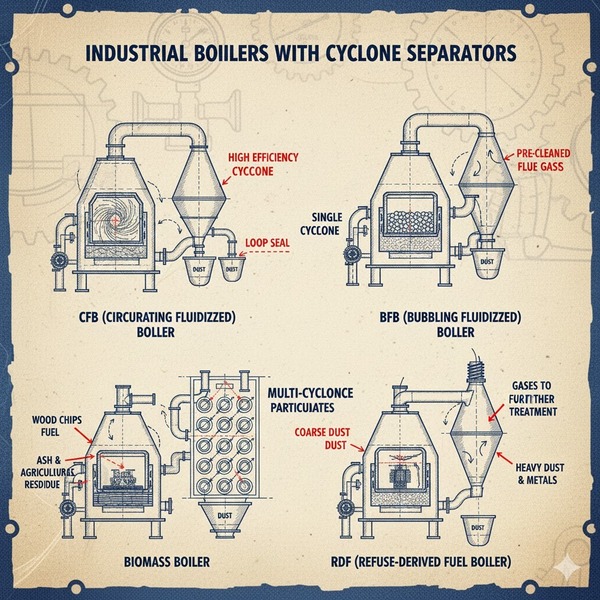 Khám phá ứng dụng của cyclone trong các loại lò hơi