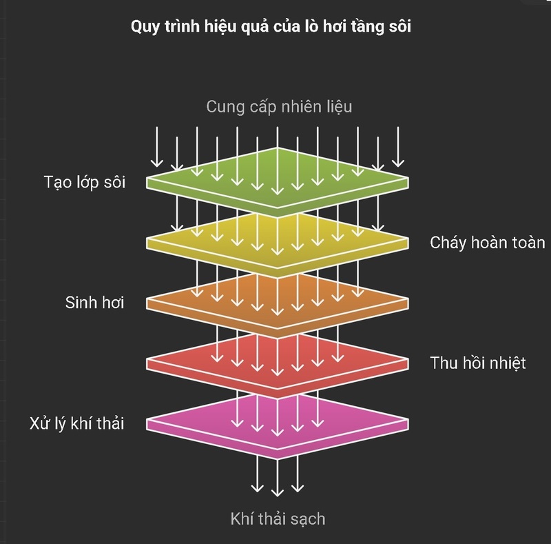 Ảnh minh hoạ về nguyên lý làm việc của lò hơi tầng sôi