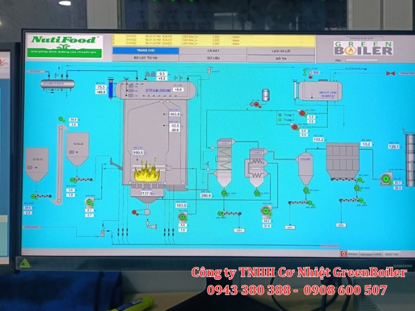 Hệ thống điều khiển thông minh, dễ dàng theo dõi hoạt động của lò hơi
